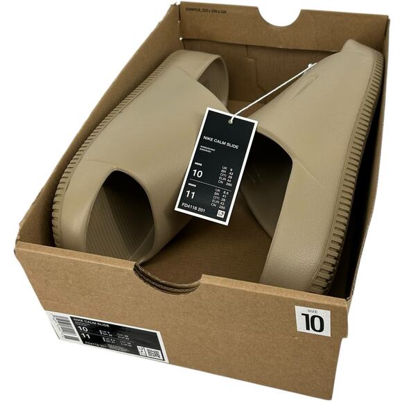 BRAND NEW NWB NWT Men's Khaki Nike Calm Slides Sz 10M FD4116-201 - Picture 1 of 7